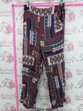 Papillion Joggers Elastic-Waist with Bohemian Patchwork Multicolor vintage